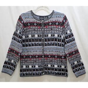 Vintage Rebecca Malone Floral Grannycore Cabincore Wool Blend Cardigan Medium PT